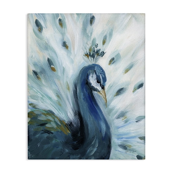 Stupell Industries Elegant Peacock Painting Animals & Insects Painting Gallery Wrapped Canvas Art Print Wall Art, 16 x 20