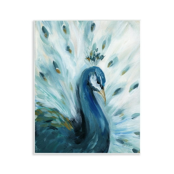 Stupell Industries Elegant Peacock Painting Animals & Insects Painting Unframed Art Print Wall Art, 11 x 14