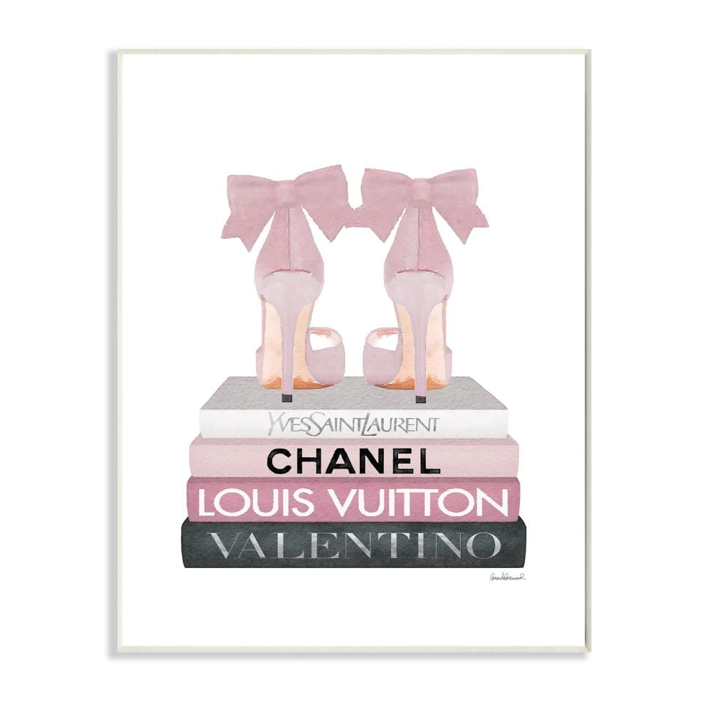 Stupell Industries Elegant Pink Bow Heels on Fashion Brand Books Designed by Amanda Greenwood