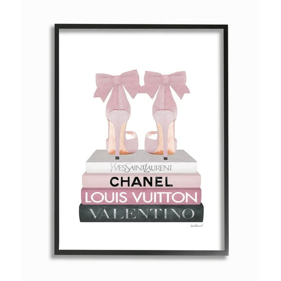 Stupell Industries Elegant Pink Bow Heels on Fashion Brand Books Designed by Amanda Greenwood
