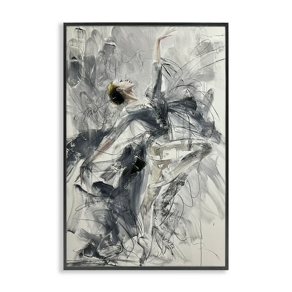 Stupell Industries Elegant Pose Dancer People Painting Black Framed Art Print Wall Art, 12 x 18
