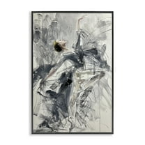 Stupell Industries Elegant Pose Dancer People Painting Black Framed Art Print Wall Art, 12 x 18