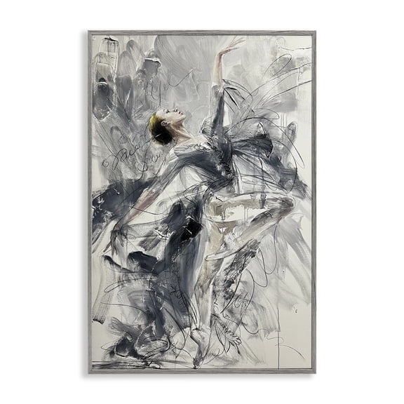Stupell Industries Elegant Pose Dancer People Painting Gray Framed Art Print Wall Art, 12 x 18