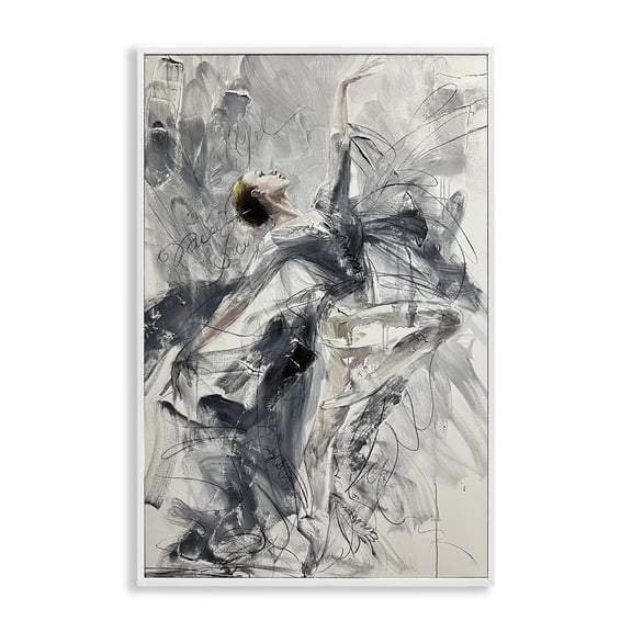 Stupell Industries Elegant Pose Dancer People Painting White Framed Art Print Wall Art, 12 x 18