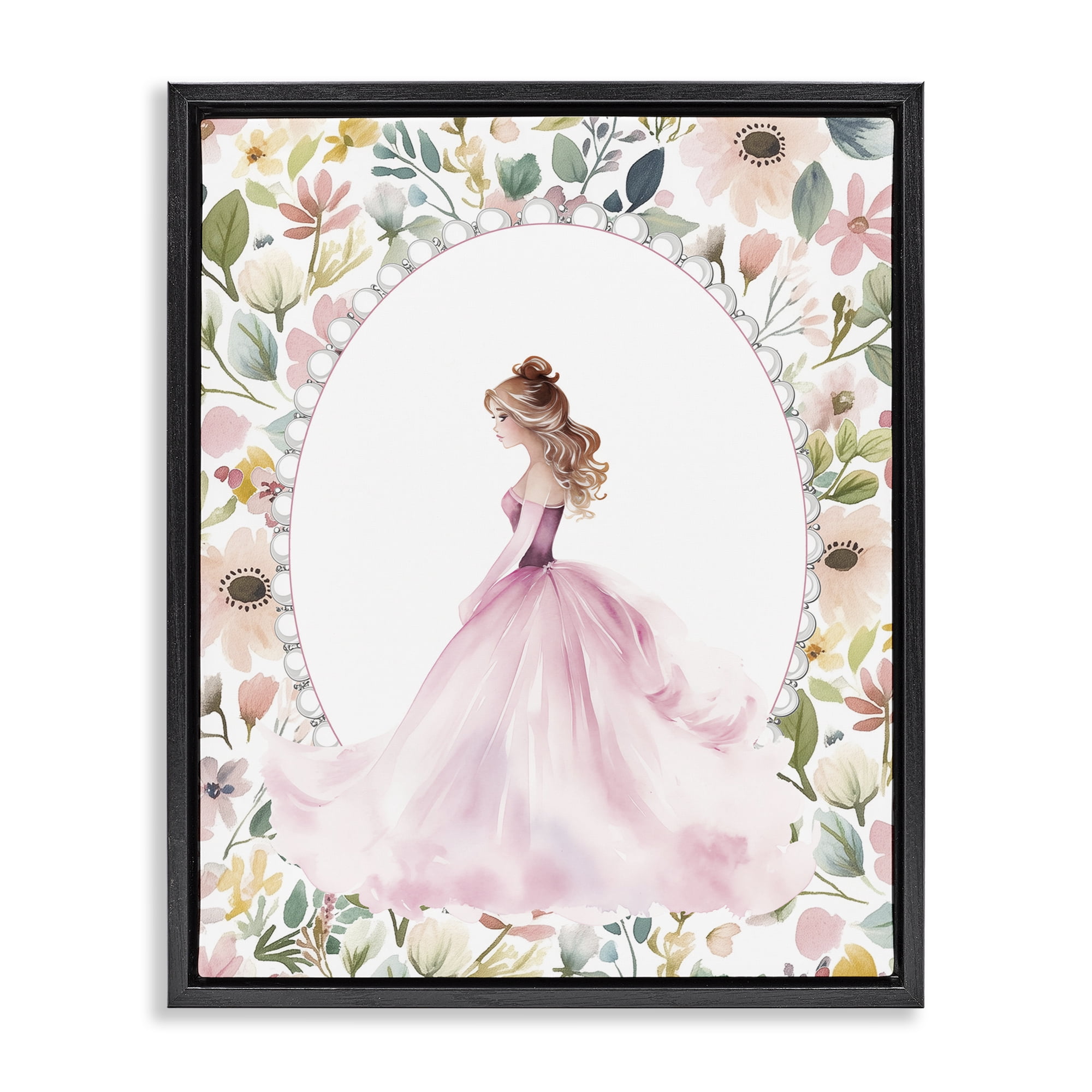 Stupell Industries Elegant Princess Love Black Framed Floater Canvas Wall Art, design by Christine Simpson Art
