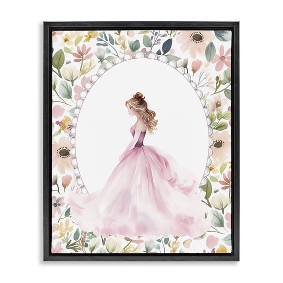 Stupell Industries Cottage Elegant Princess Love Black Floating Frame Canvas Art, 17 x 21, by Christine Simpson Art