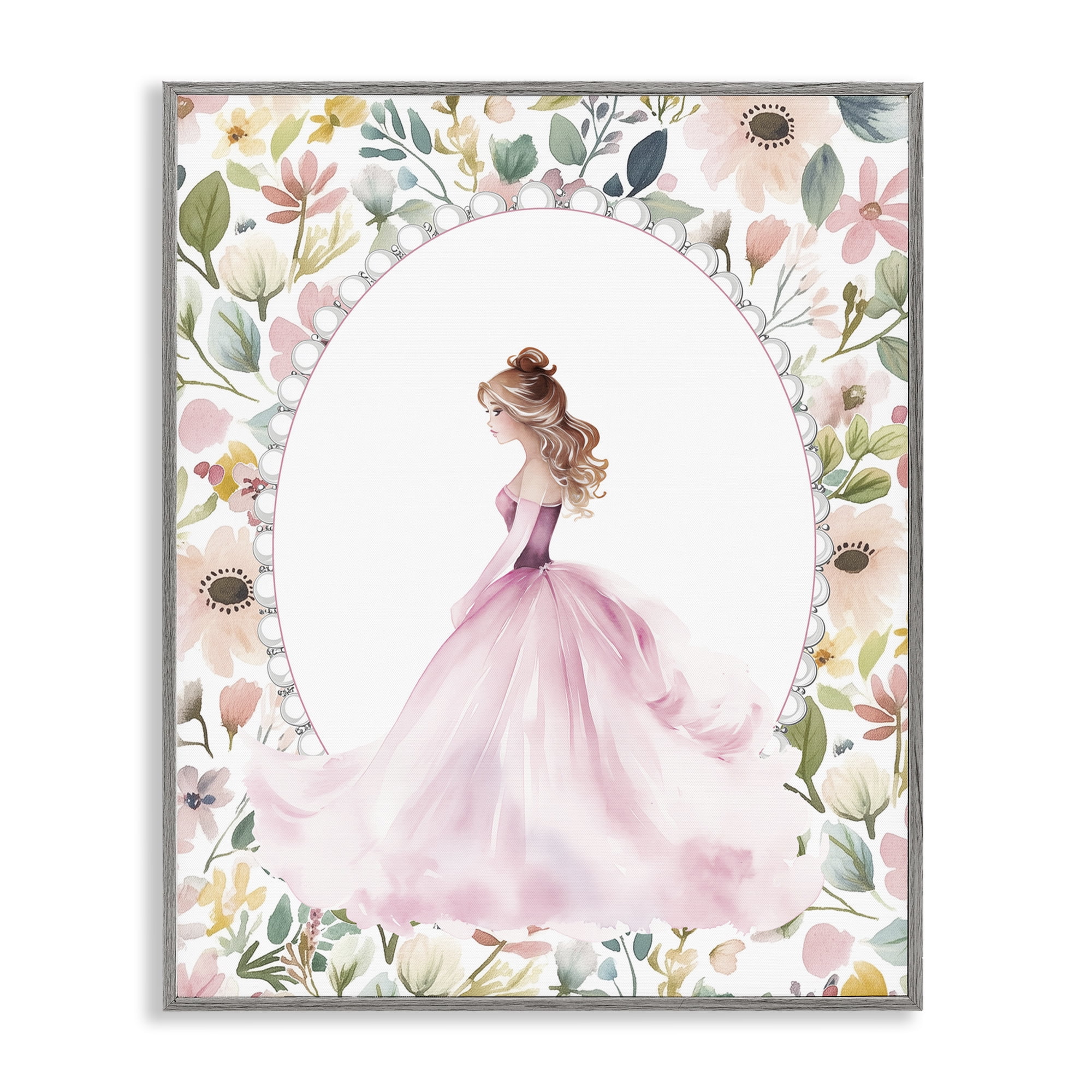Stupell Industries Elegant Princess Love Gray Framed Giclee Art, design by Christine Simpson Art