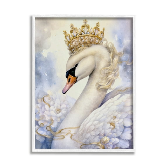 Stupell Industries Elegant Princess Swan Animals & Insects Painting White Framed Art Print Wall Art, 11 x 14
