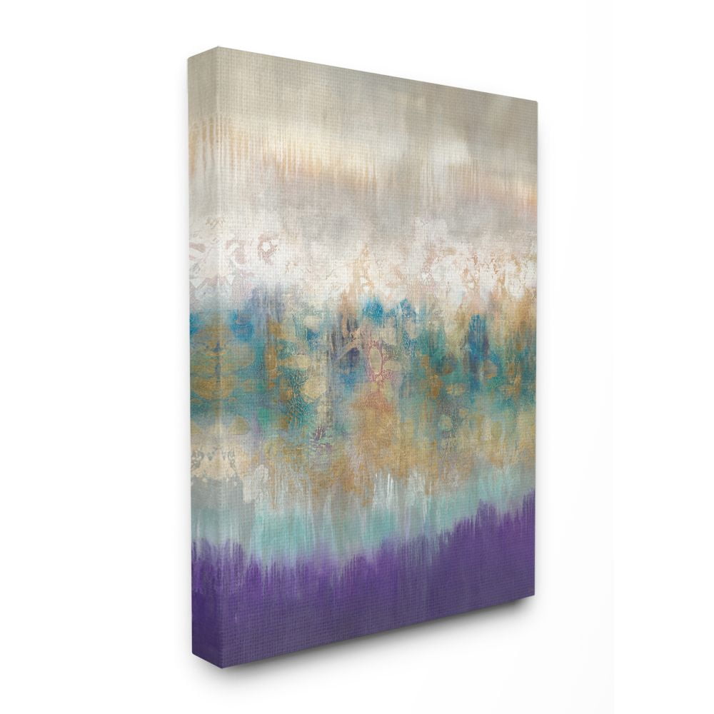 Stupell Industries Elegant Purple Grey Gold Brush Stroke Abstract Painting Canvas Wall Art Design by K. Nari, 24" x 30"