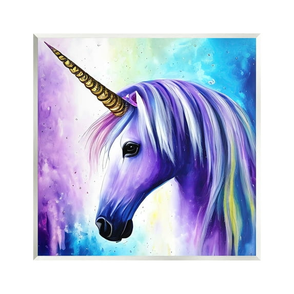 Stupell Industries Elegant Purple Unicorn Fairy Tales & Fantasy Painting Unframed Art Print Wall Art, 12 x 12