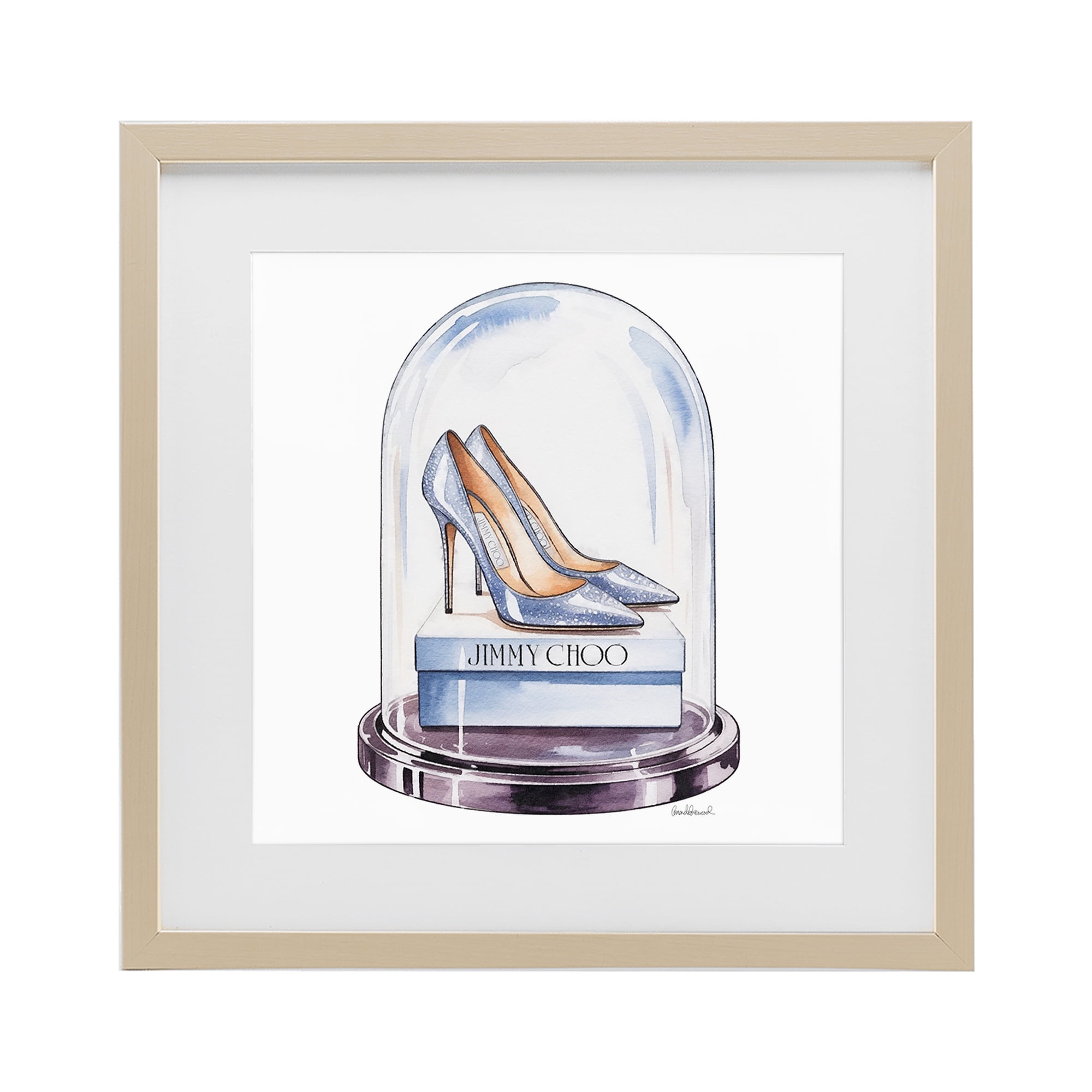 Stupell Industries Elegant Shoes in Bell Jar Birch Framed Print Under Glass, design by Amanda Greenwood