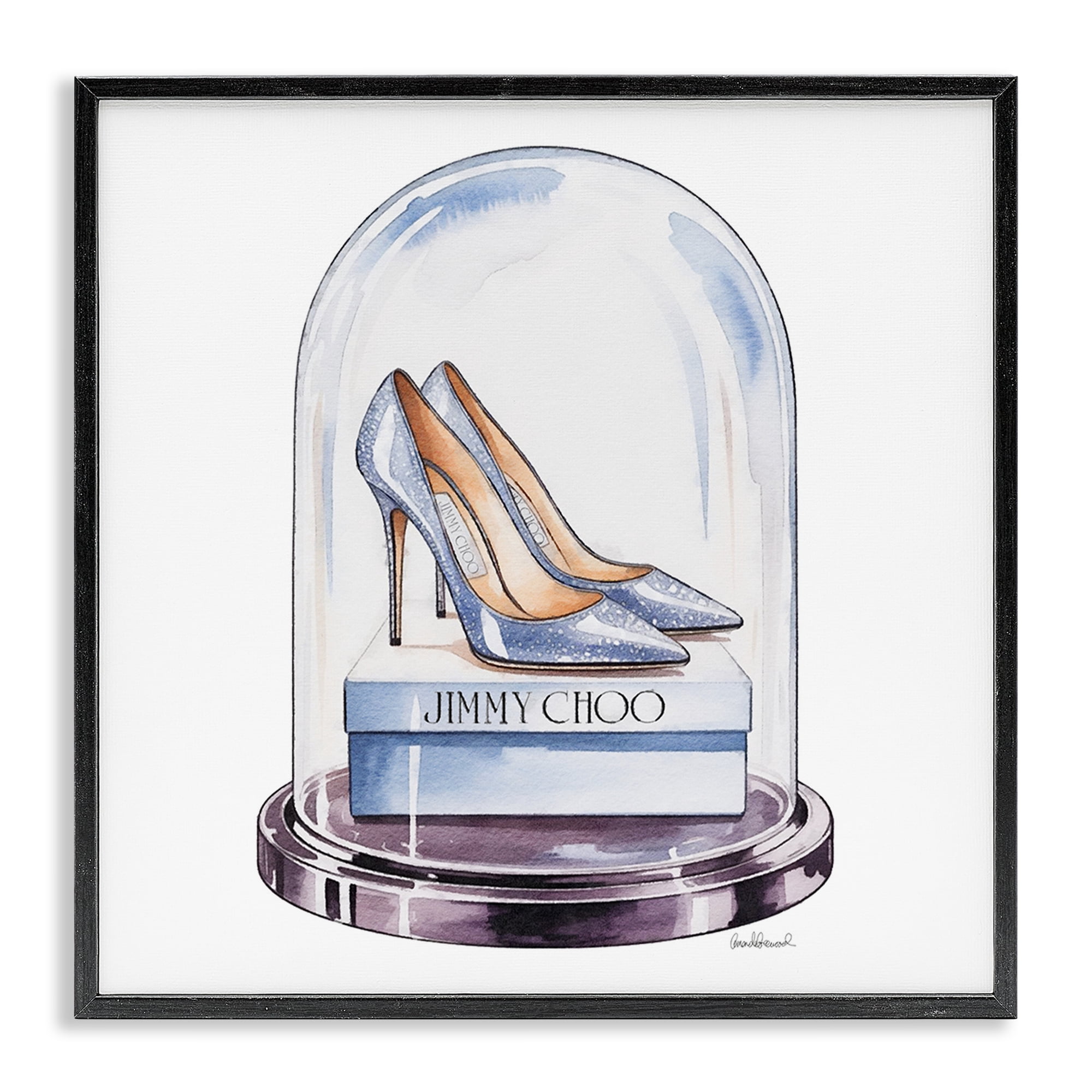 Stupell Industries Elegant Shoes in Bell Jar Black Framed Giclee Art, design by Amanda Greenwood