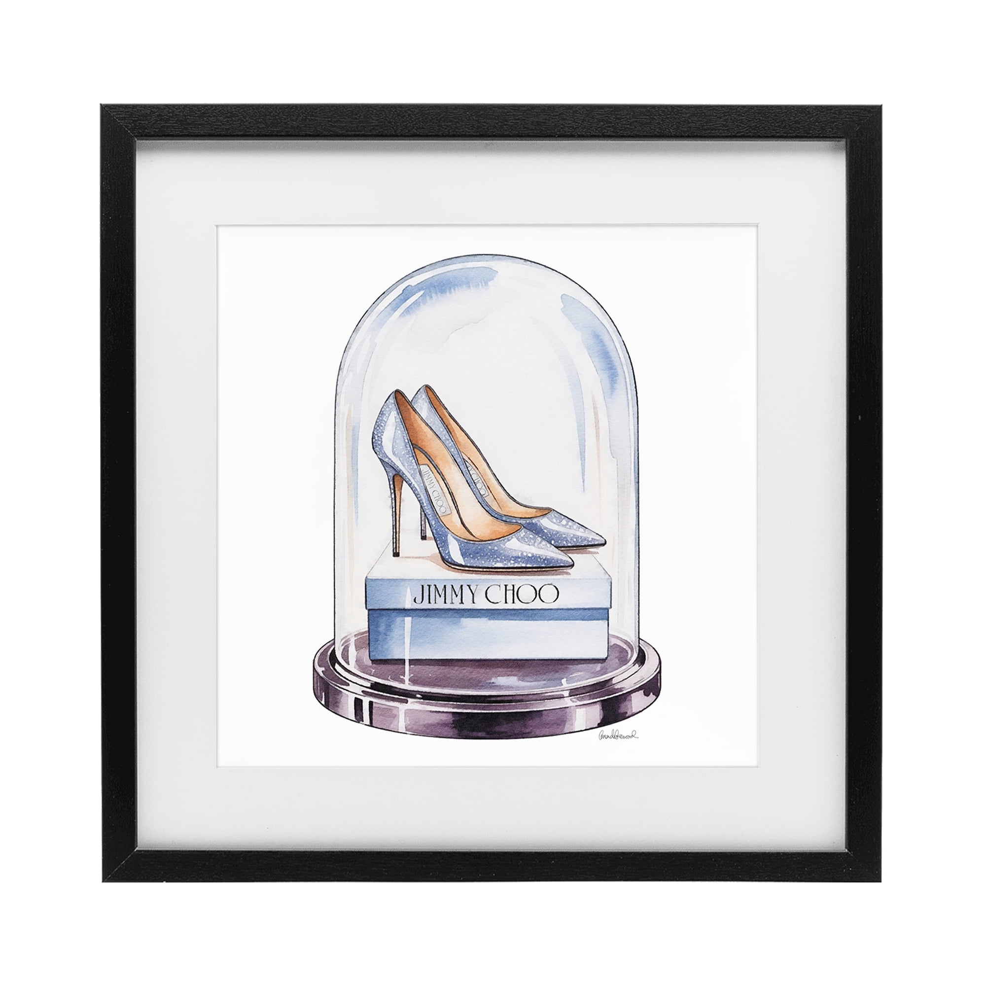 Stupell Industries Elegant Shoes in Bell Jar Black Framed Print Under Glass, design by Amanda Greenwood
