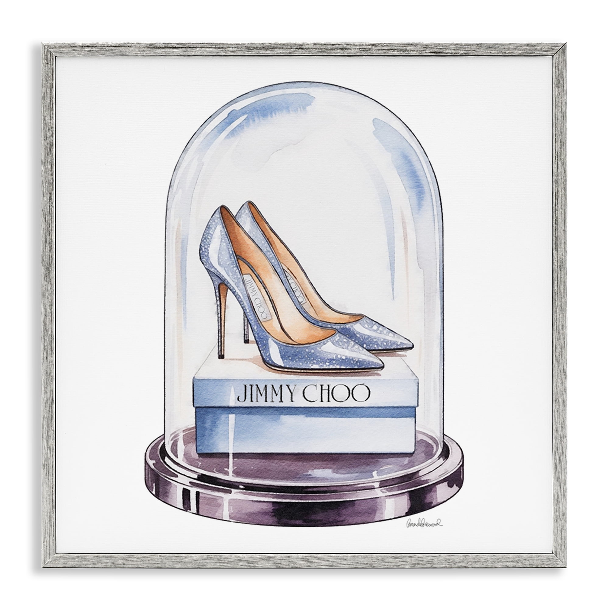 Stupell Industries Elegant Shoes in Bell Jar Gray Framed Giclee Art, design by Amanda Greenwood