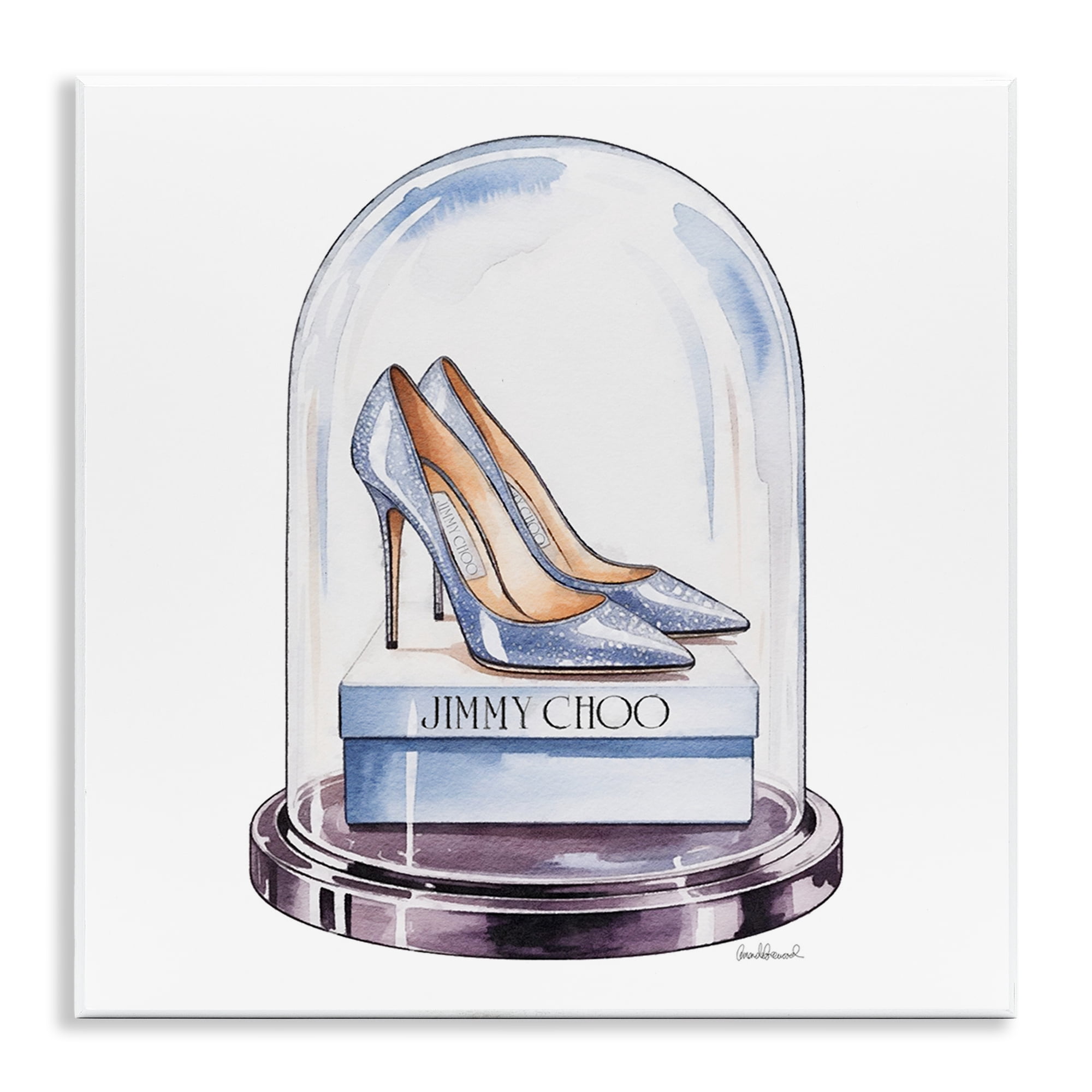 Stupell Industries Elegant Shoes in Bell Jar Wall Plaque Art, design by Amanda Greenwood