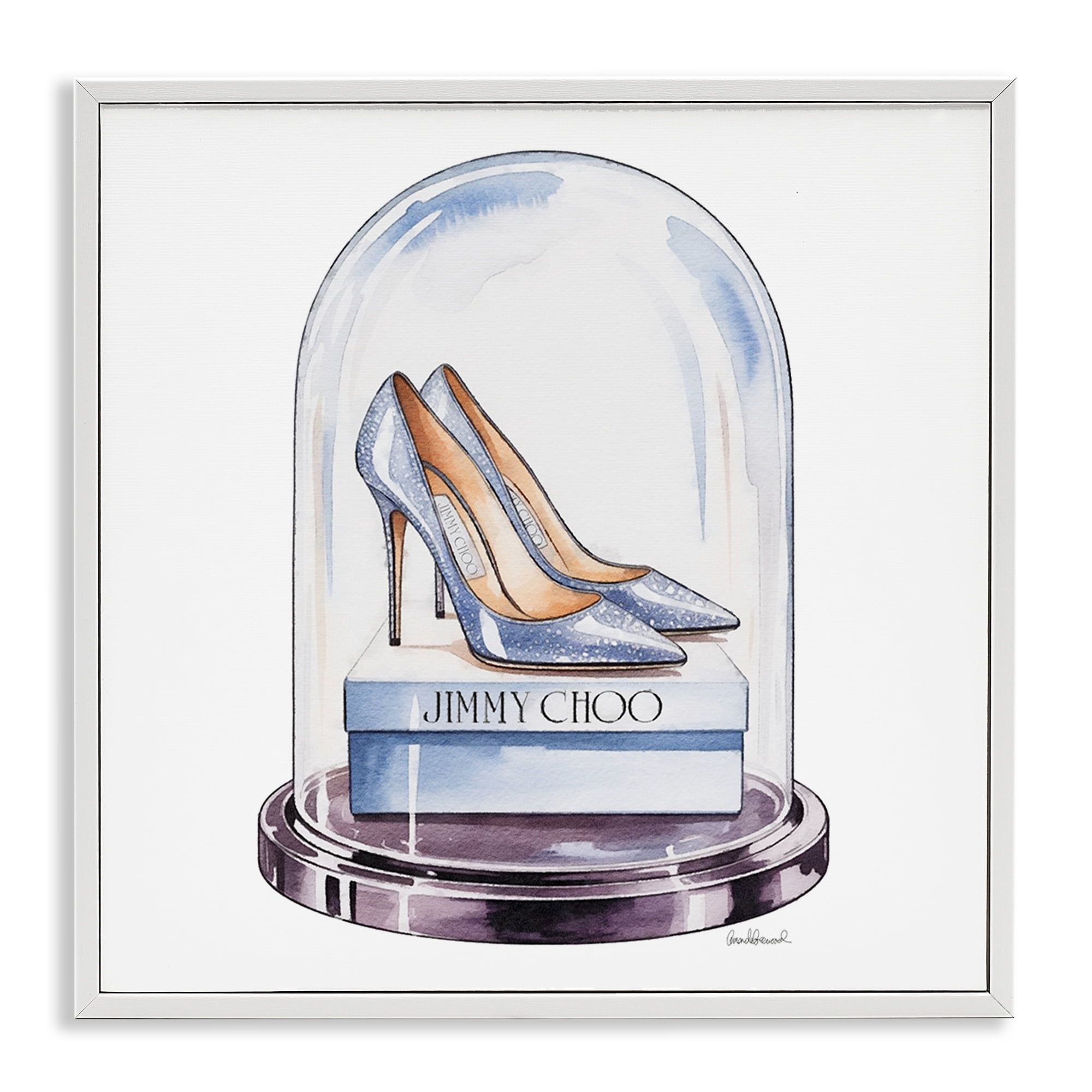 Stupell Industries Elegant Shoes in Bell Jar White Framed Giclee Art, design by Amanda Greenwood