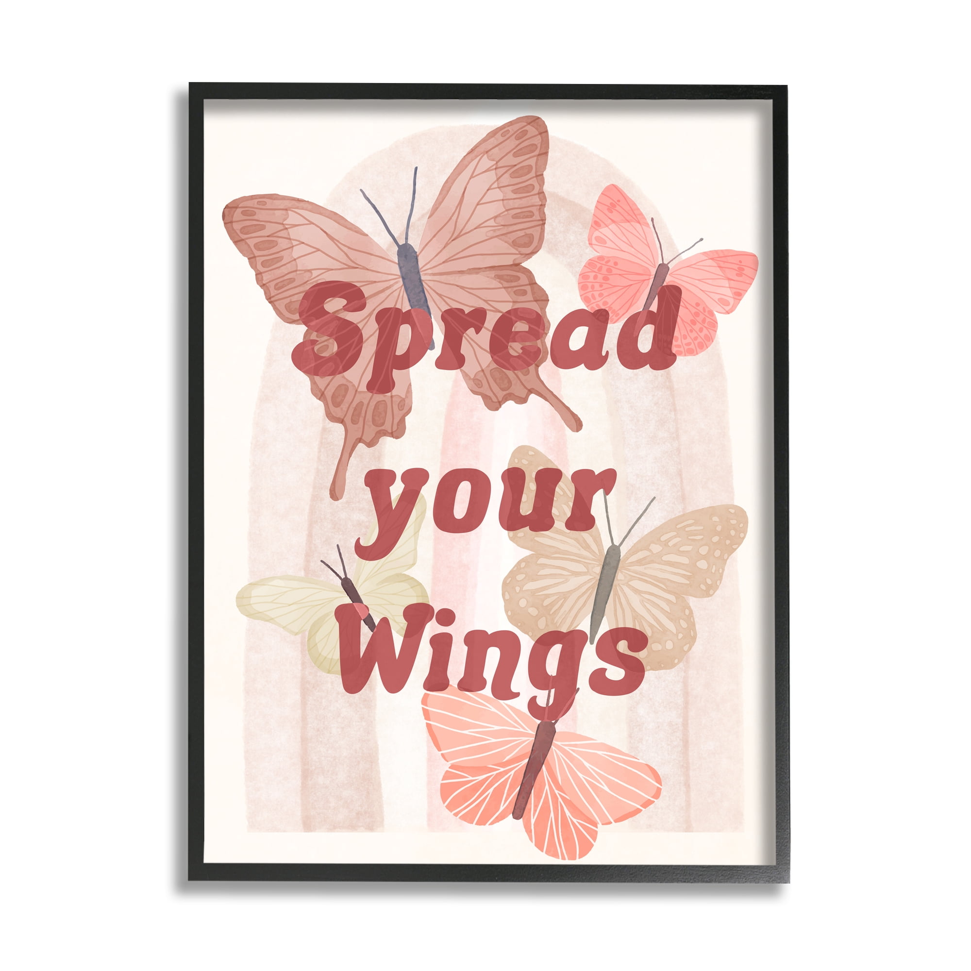 Stupell Industries Elegant Spread Your Wings Motivational Pink Butterflies , 11 x 14, Design by Daphne Polselli