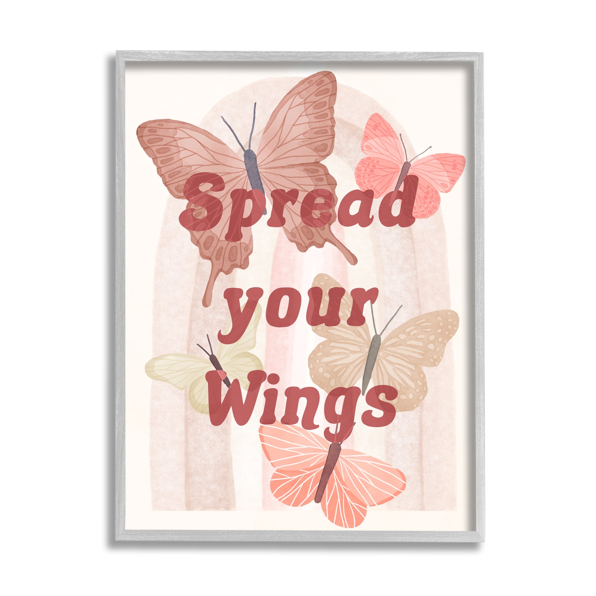 Stupell Industries Elegant Spread Your Wings Motivational Pink Butterflies , 16 x 20, Design by Daphne Polselli