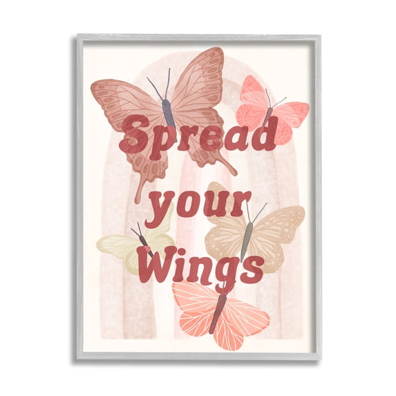 Stupell Industries Elegant Spread Your Wings Motivational Pink Butterflies , 16 x 20, Design by Daphne Polselli