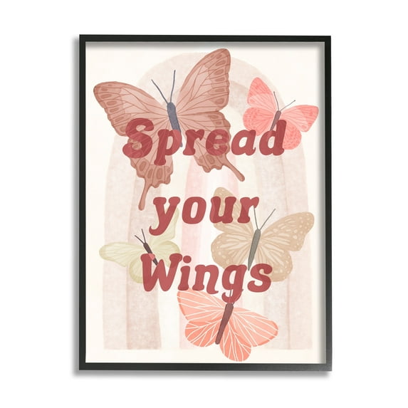 Stupell Industries Elegant Spread Your Wings Motivational Pink Butterflies , 24 x 30, Design by Daphne Polselli