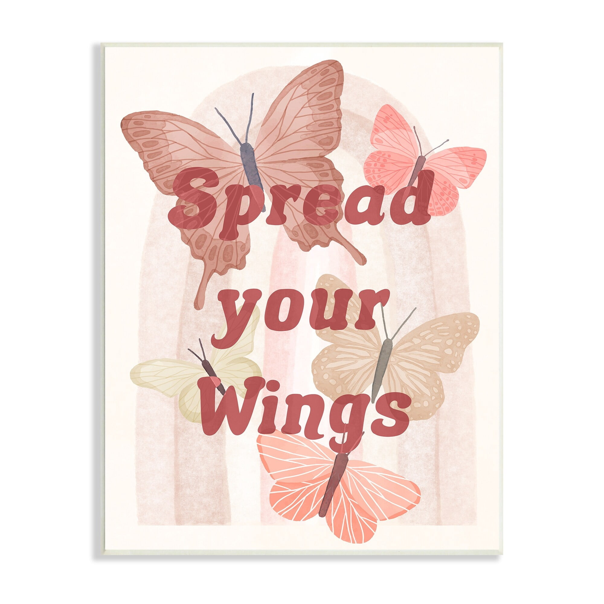Stupell Industries Elegant Spread Your Wings Motivational Pink Butterflies Graphic Art Unframed Art Print Wall Art, 13x19, by Daphne Polselli