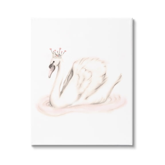 Stupell Industries Elegant Swan Princess Wearing Crown Tiara Pink Jewels Graphic Art Gallery Wrapped Canvas Print Wall Art, Design by Studio Q
