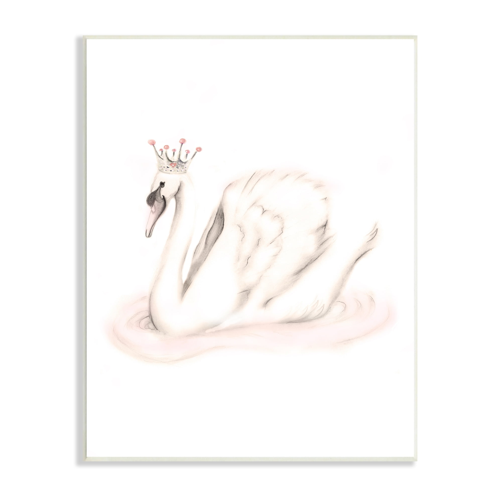 Stupell Industries Elegant Swan Princess Wearing Crown Tiara Pink Jewels Graphic Art Unframed Art Print Wall Art, Design by Studio Q