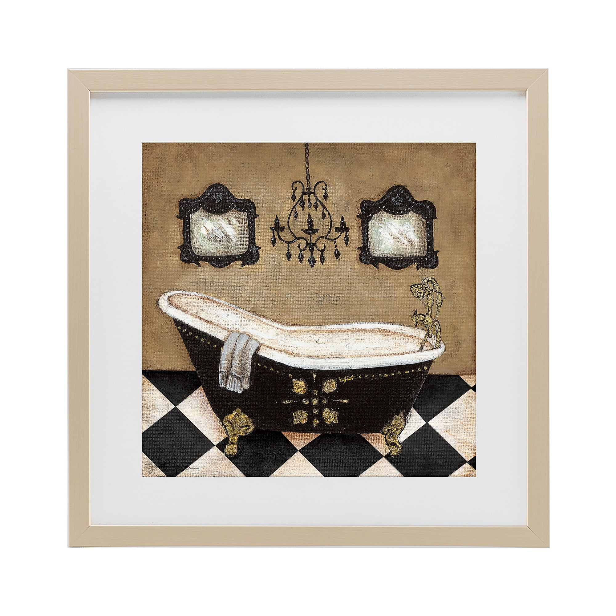 Stupell Industries Elegant Vintage Bathtub Birch Framed Print Under Glass, design by Janet Tava