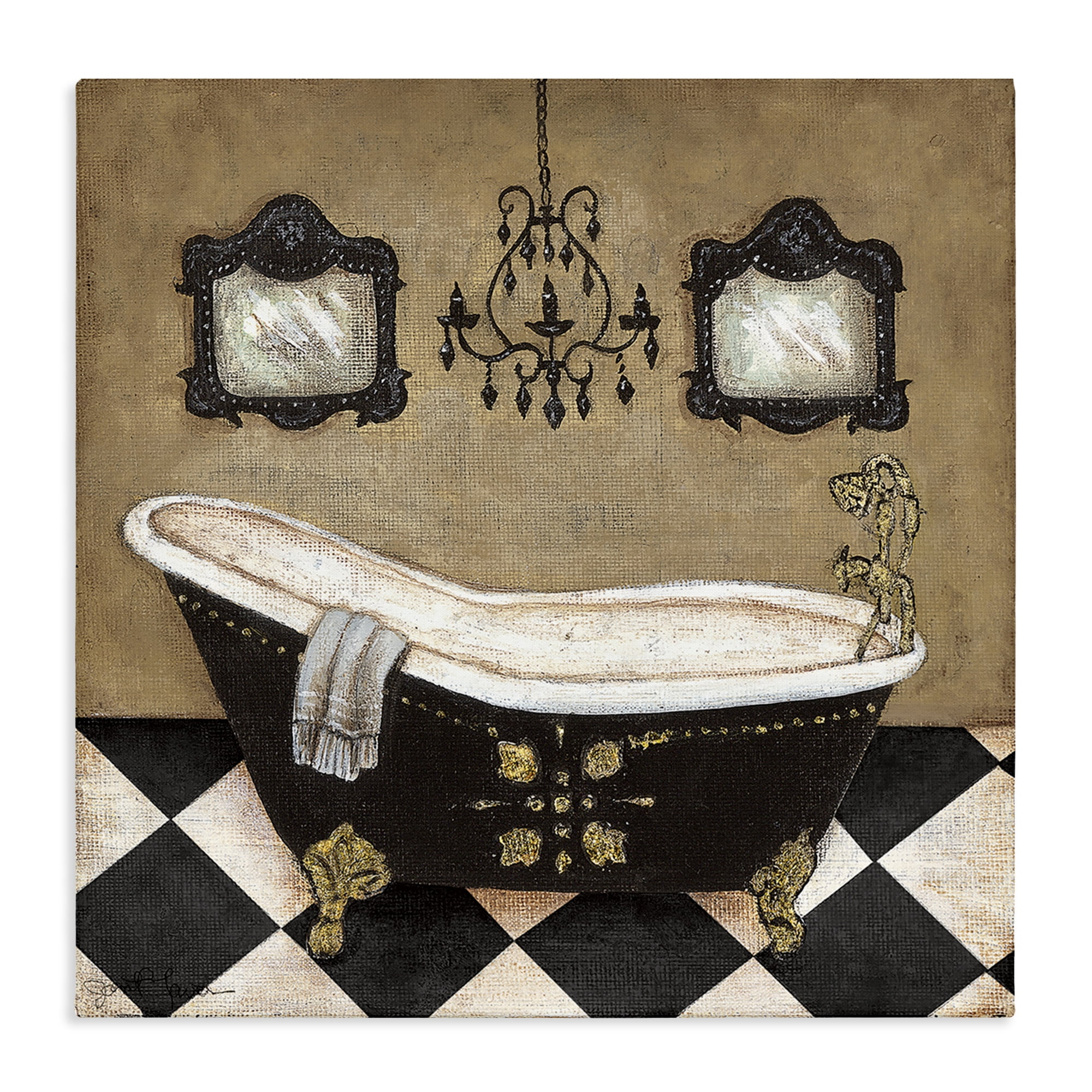 Stupell Industries Elegant Vintage Bathtub Canvas Wall Art, design by Janet Tava