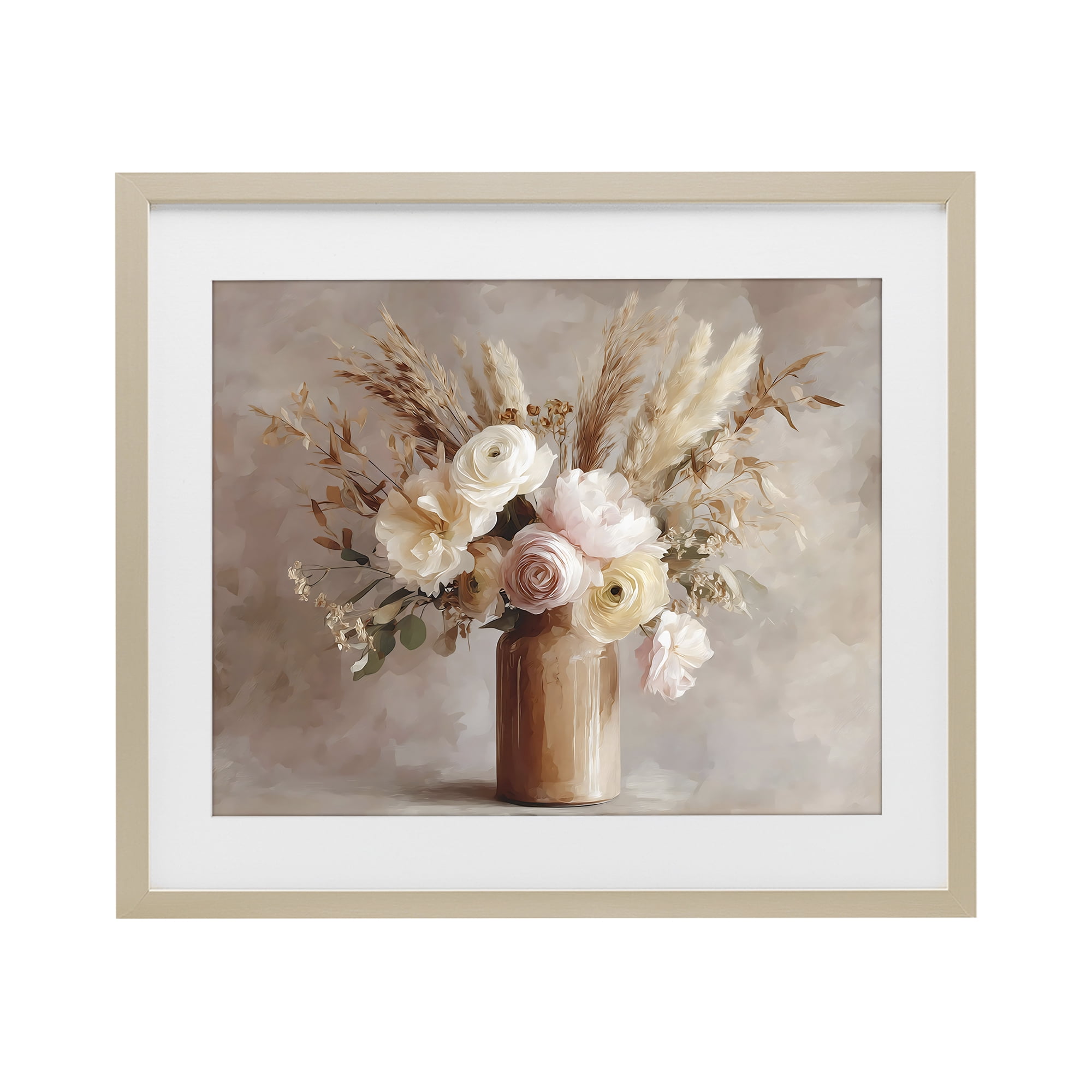 Stupell Industries Elegant Wheat Bouquet in Vase Birch Framed Print Under Glass, design by Franklyn Gregory