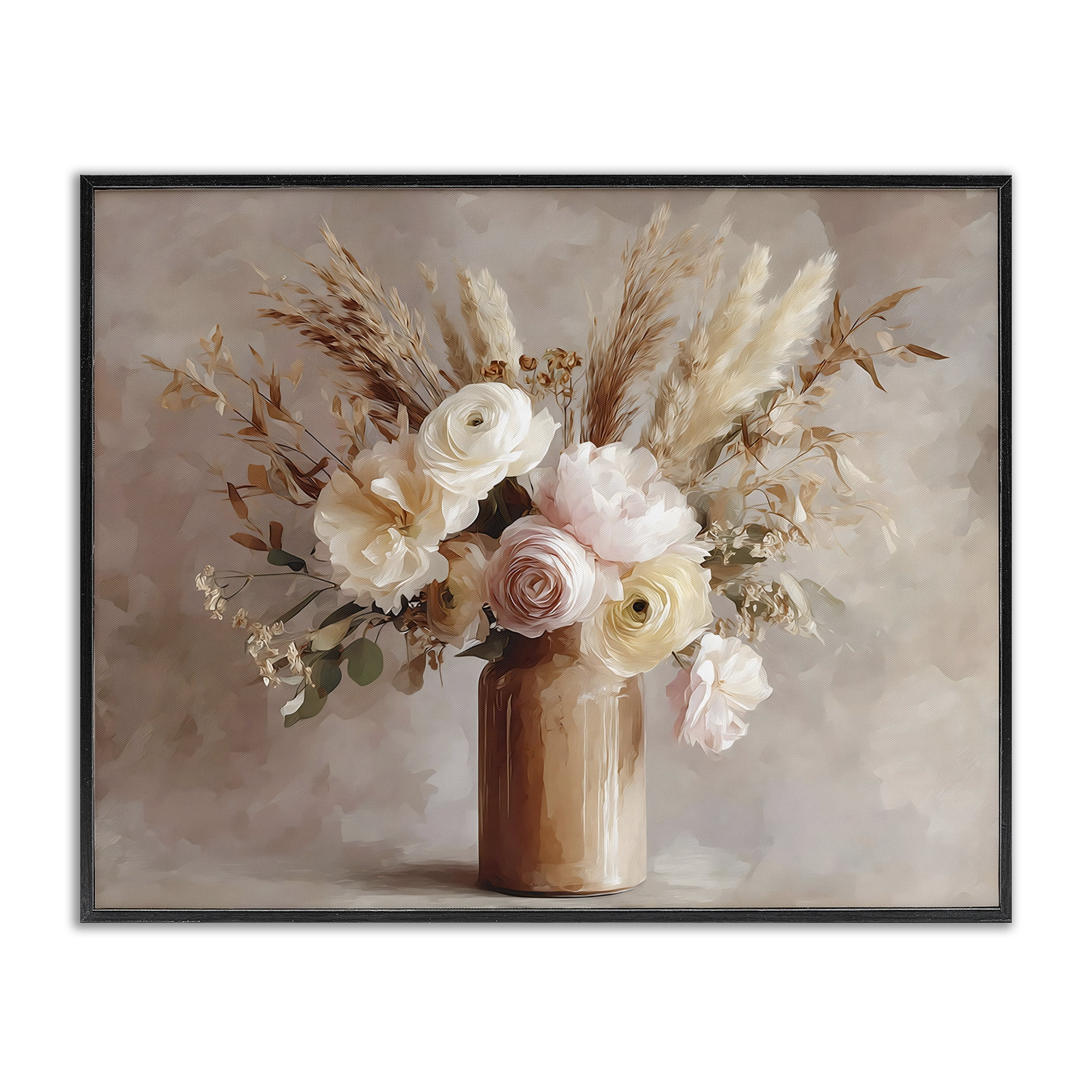 Stupell Industries Elegant Wheat Bouquet in Vase Black Framed Giclee Art, design by Franklyn Gregory