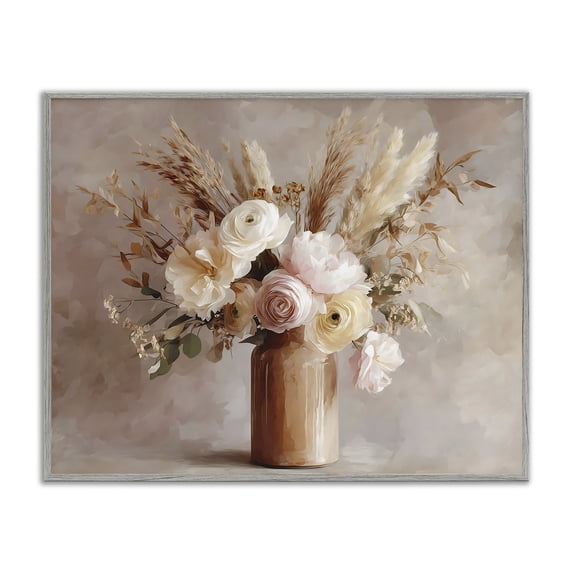 Stupell Industries French Country Elegant Wheat Bouquet in Vase Gray Framed Giclee Art, 14 x 11, by Franklyn Gregory
