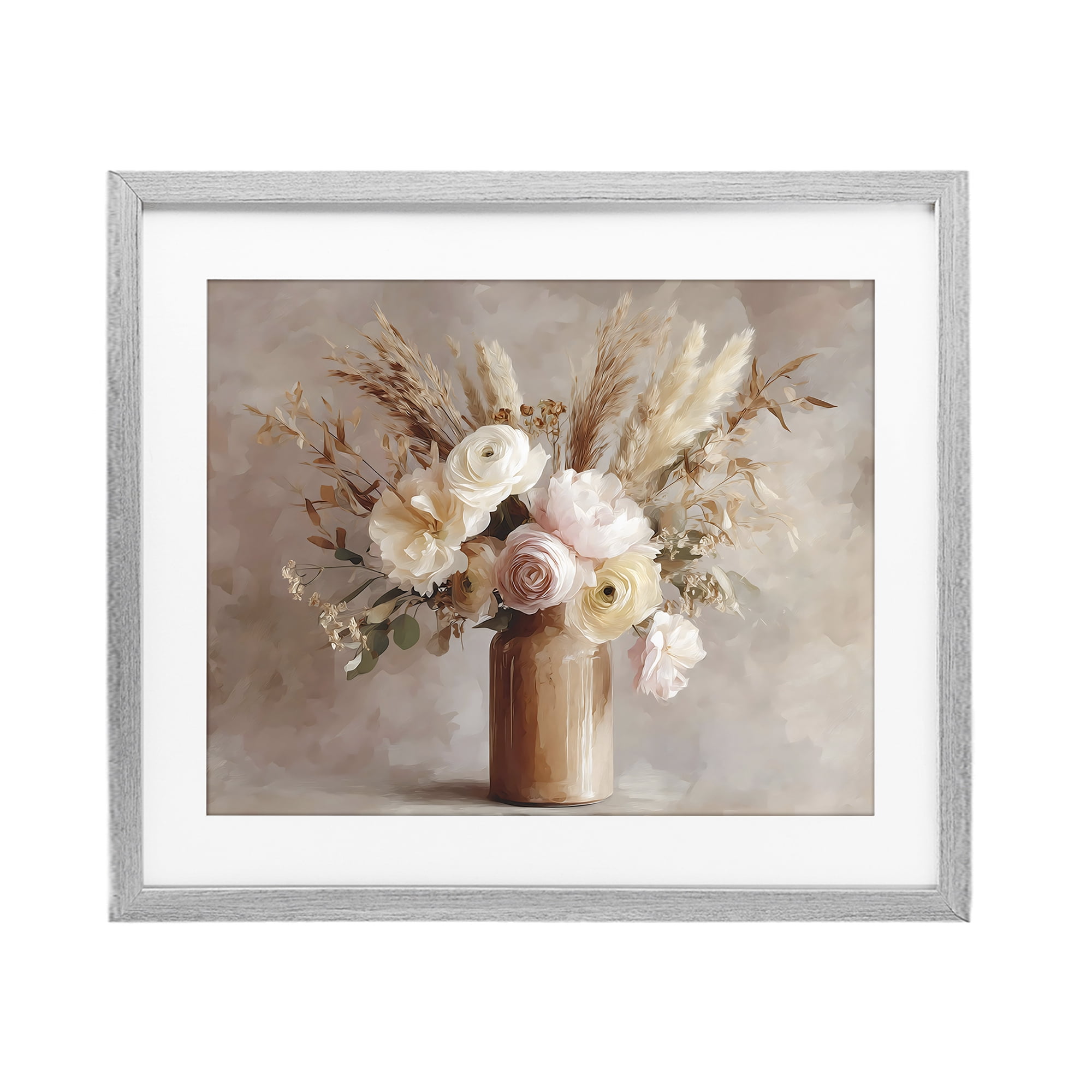 Stupell Industries Elegant Wheat Bouquet in Vase Gray Framed Print Under Glass, design by Franklyn Gregory
