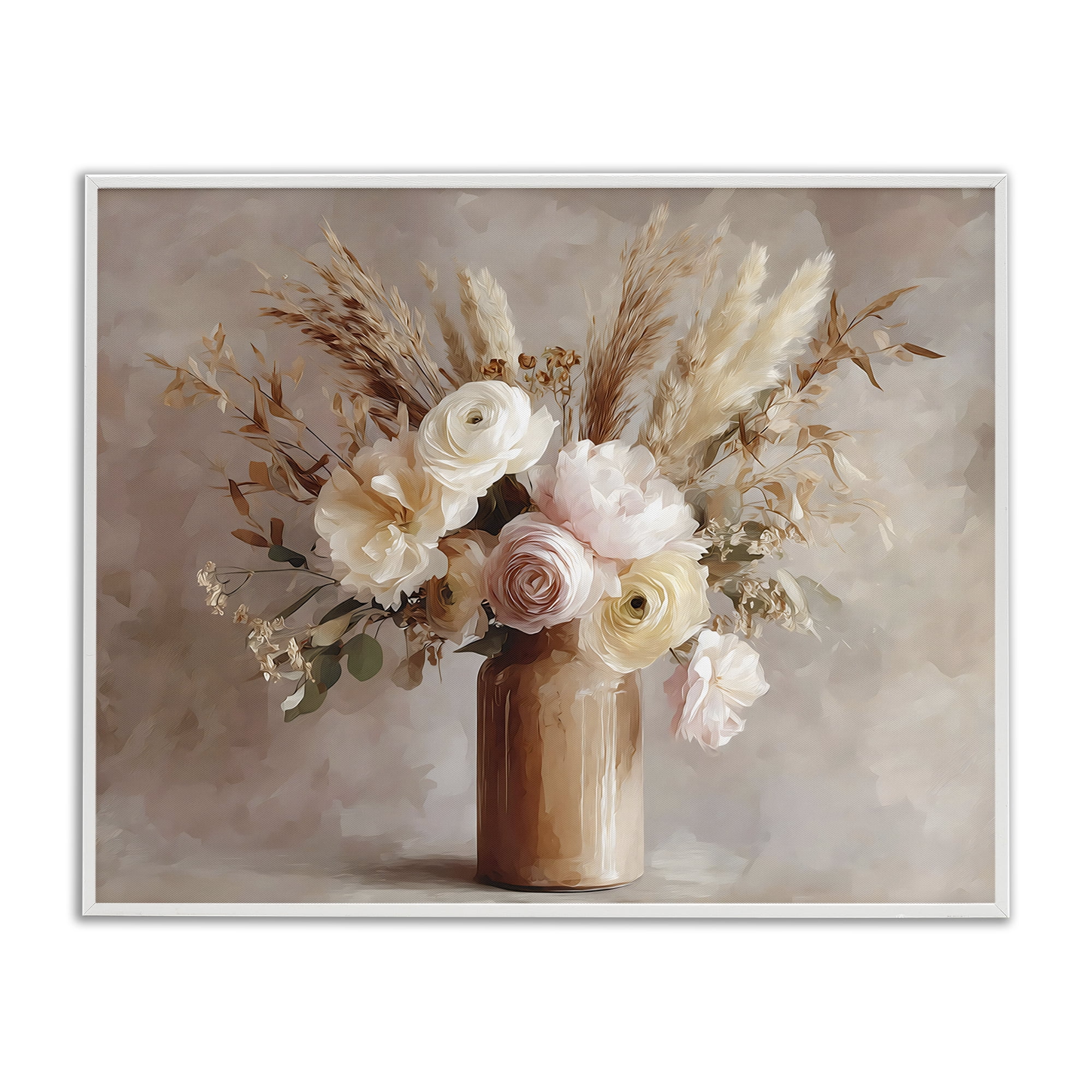 Stupell Industries Elegant Wheat Bouquet in Vase White Framed Giclee Art, design by Franklyn Gregory