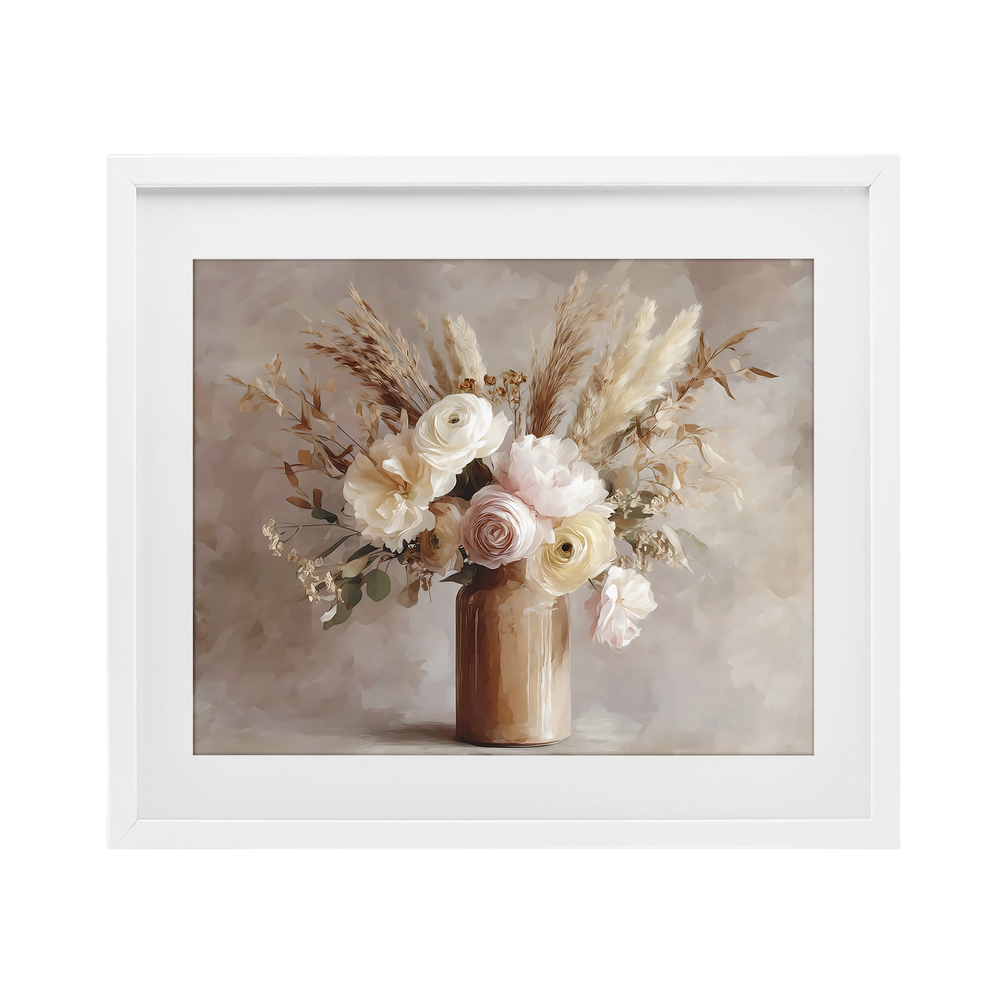 Stupell Industries Elegant Wheat Bouquet in Vase White Framed Print Under Glass, design by Franklyn Gregory