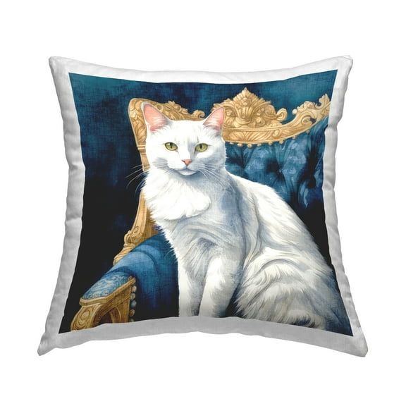 Stupell Industries Elegant White Cat Decorative Printed Throw Pillow Design by Kim Allen