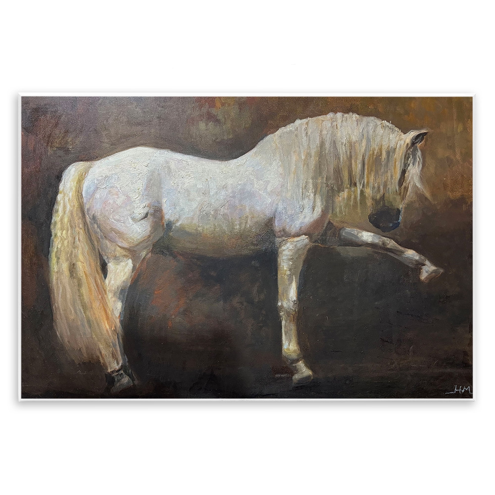 Stupell Industries Elegant White Stallion in Motion Wall Plaque Art, design by Hilary McCarthy