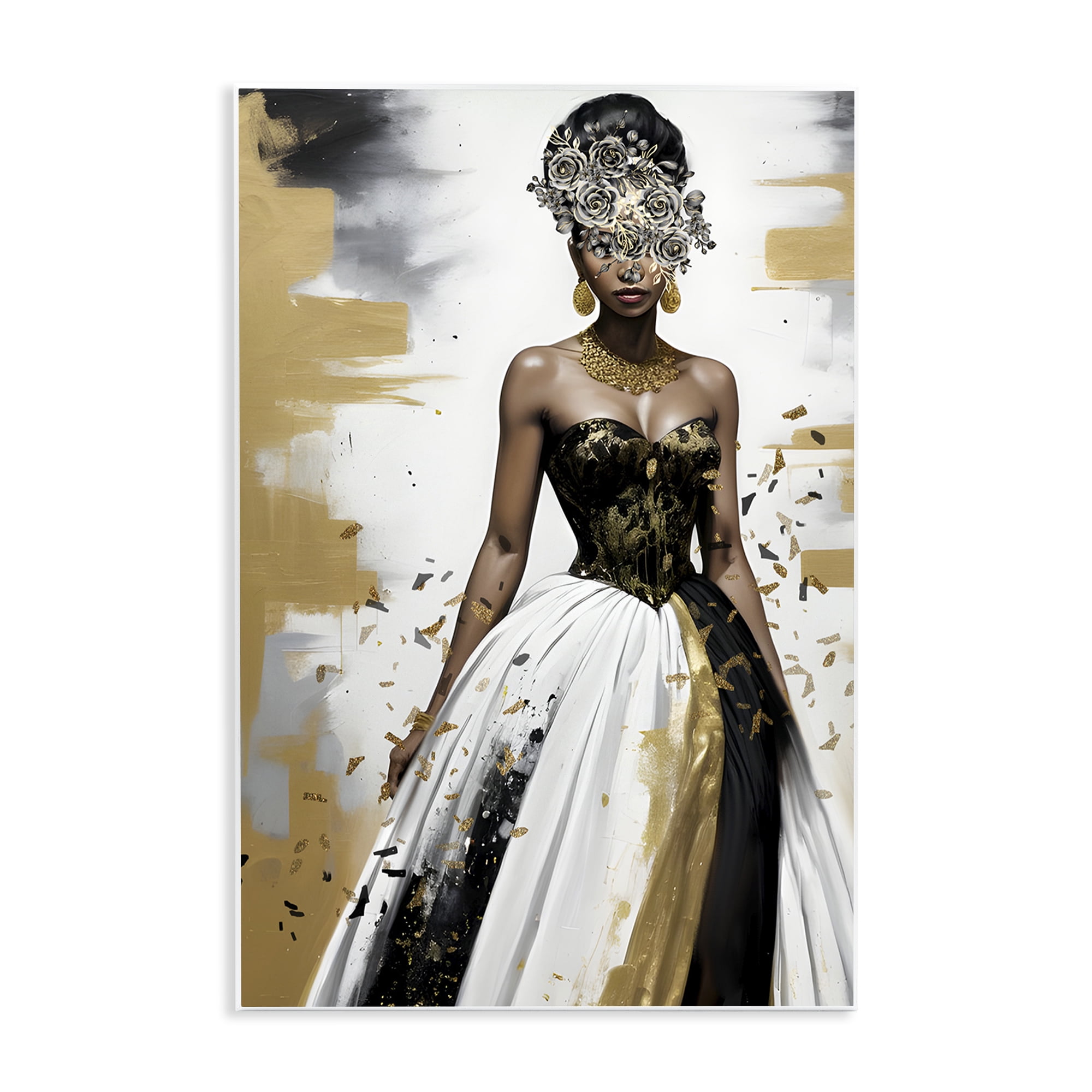 Stupell Industries Elegant Woman Beautiful Gown People Painting Unframed Art Print Wall Art, 13 x 19