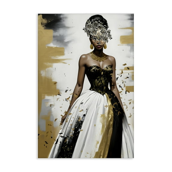 Stupell Industries Elegant Woman Beautiful Gown People Painting Wrapped Canvas Art Print Wall Art, 20 x 30