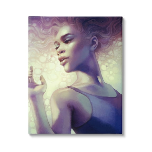 Stupell Industries Elegant Woman Curly Hair Flowing Purple Portrait Canvas Wall Art, 16 x 20, Design by Anna Dittman