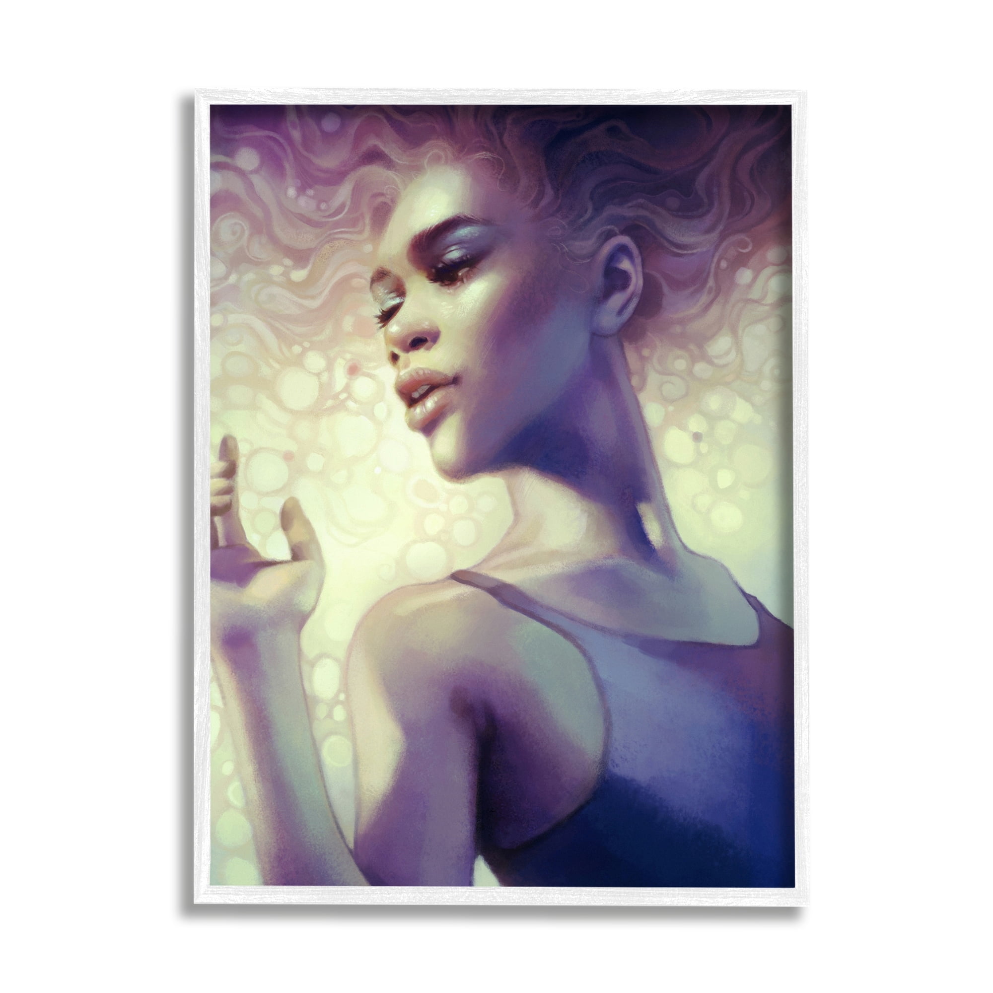 Stupell Industries Elegant Woman Curly Hair Flowing Purple Portrait Framed Wall Art, 11 x 14, Design by Anna Dittman