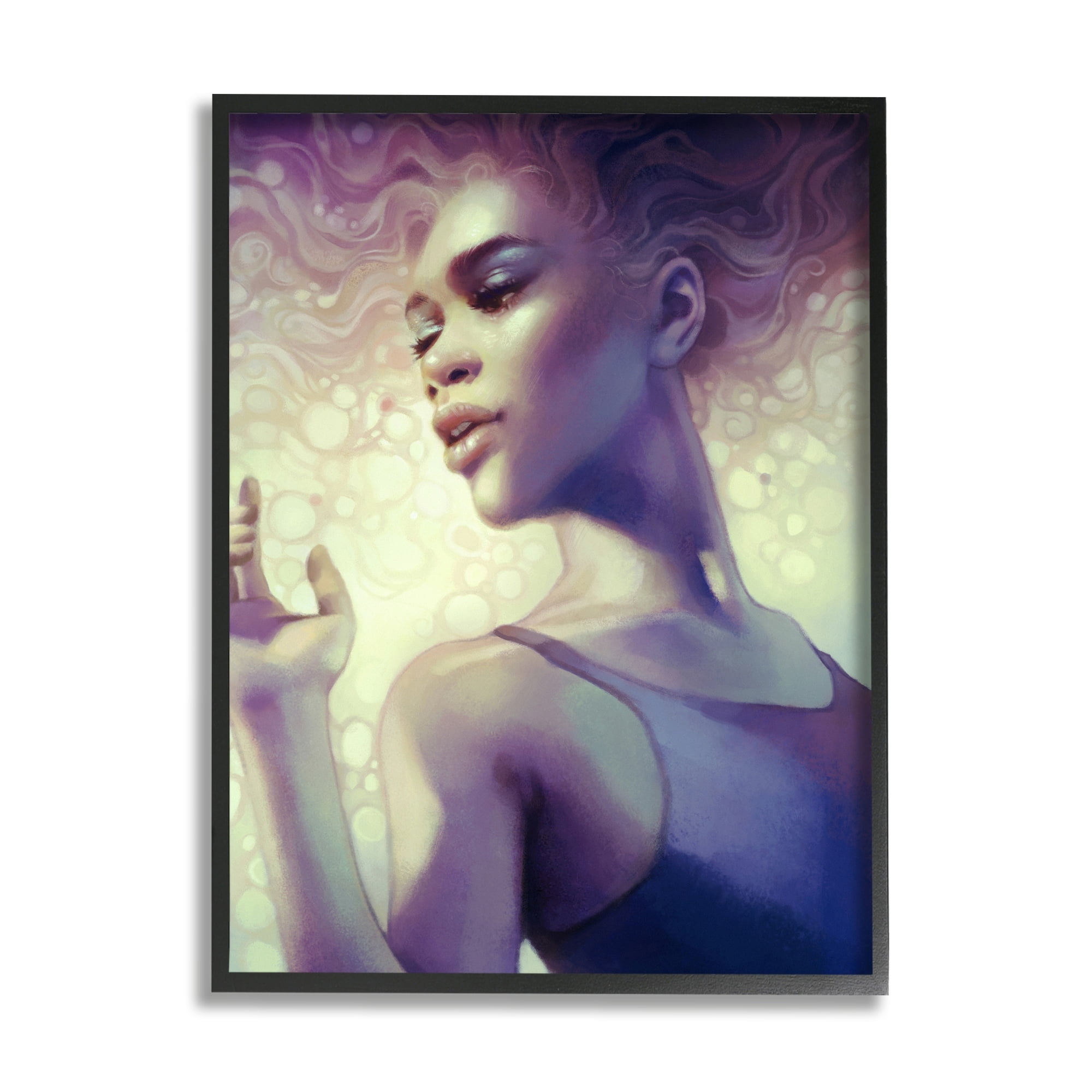 Stupell Industries Elegant Woman Curly Hair Flowing Purple Portrait Framed Wall Art, 24 x 30, Design by Anna Dittman