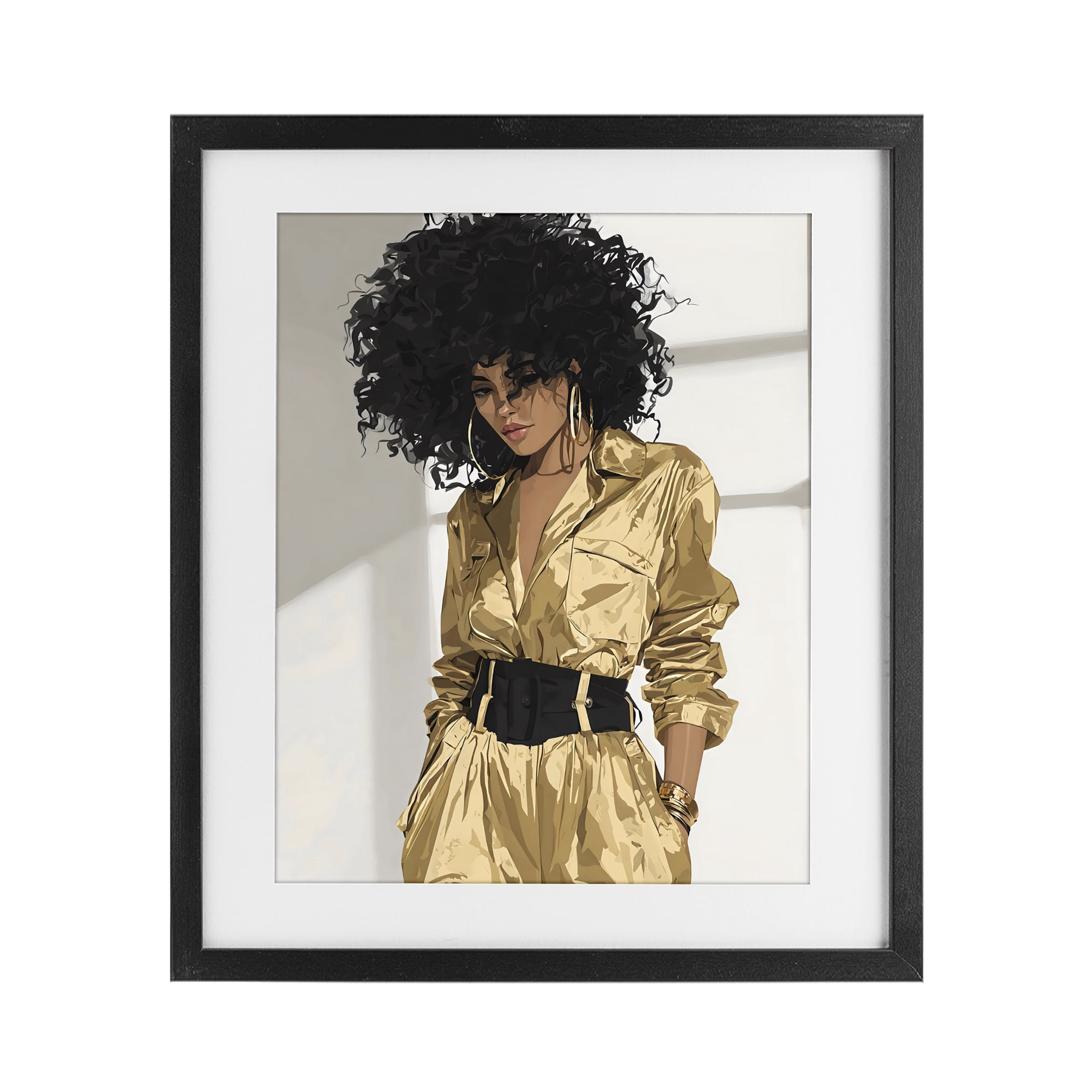 Stupell Industries Elegant Woman in Chic Jumpsuit Black Framed Print Under Glass, design by Franklyn Gregory