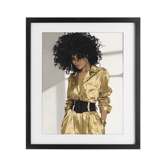 Stupell Industries Art Deco Elegant Woman in Chic Jumpsuit Black Framed Print Under Glass, 13 x 16, by Franklyn Gregory