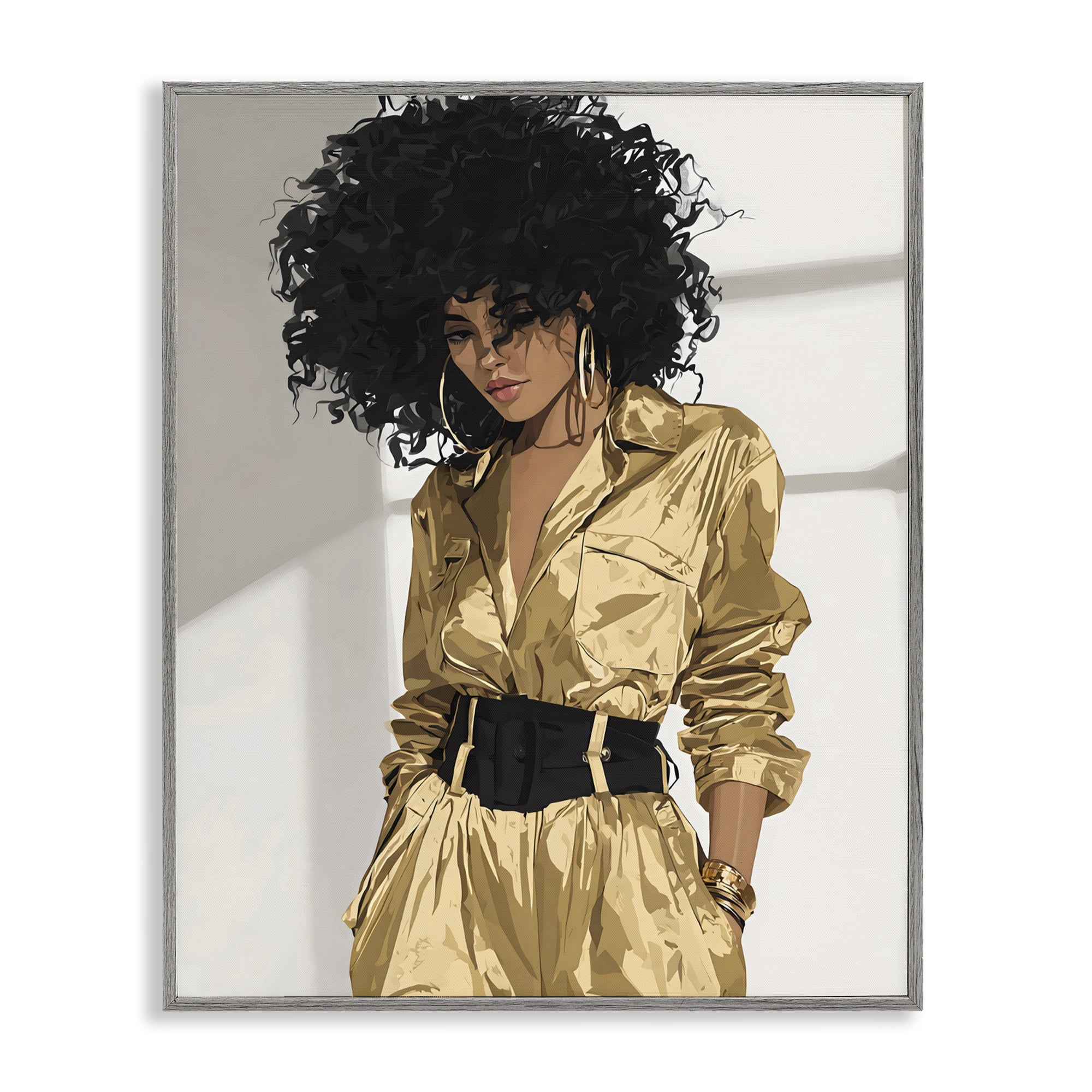 Stupell Industries Elegant Woman in Chic Jumpsuit Gray Framed Giclee Art, design by Franklyn Gregory