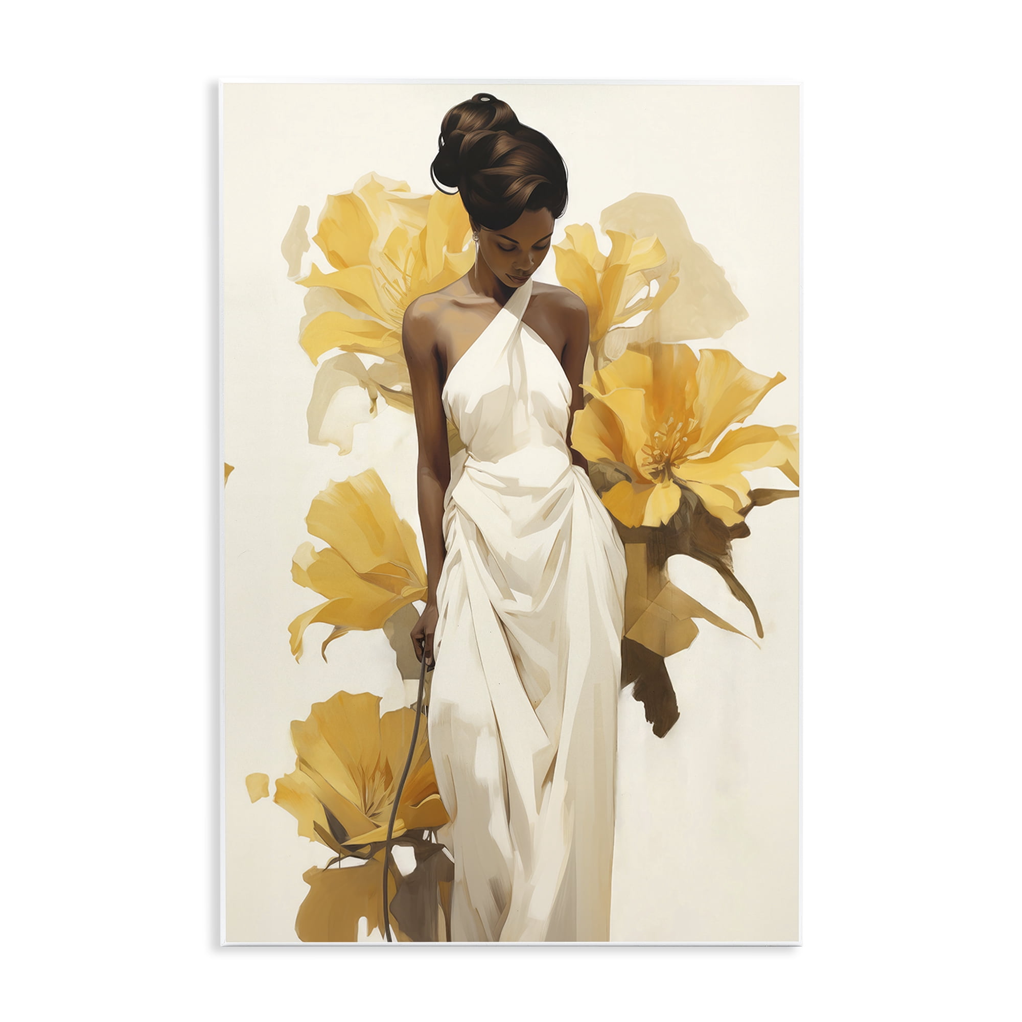 Stupell Industries Elegant Woman with Flowers People Painting Unframed Art Print Wall Art, 13 x 19