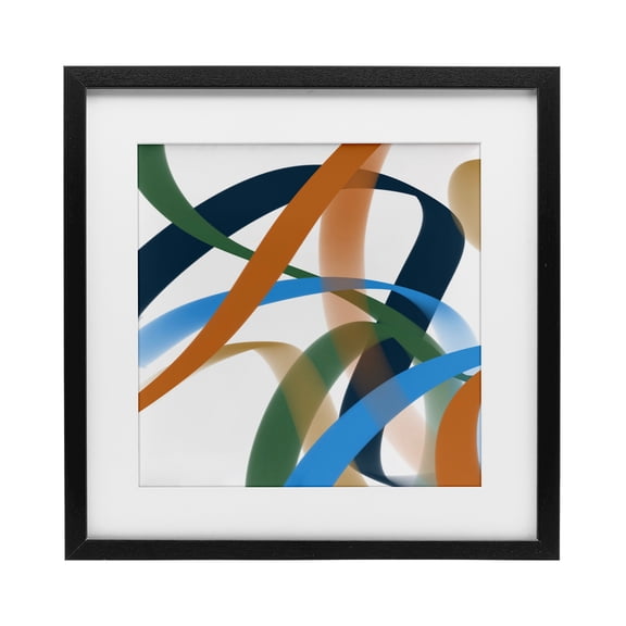 Stupell Industries Elemento Curved Ribbons Black Framed Print Under Glass design by Atelier Posters, 16 x 16