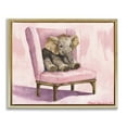 thumbnail image 1 of Stupell Industries Elephant Baby on Pink Chair Gold Framed Floater Canvas Wall Art, design by George Dyachenko, 1 of 9