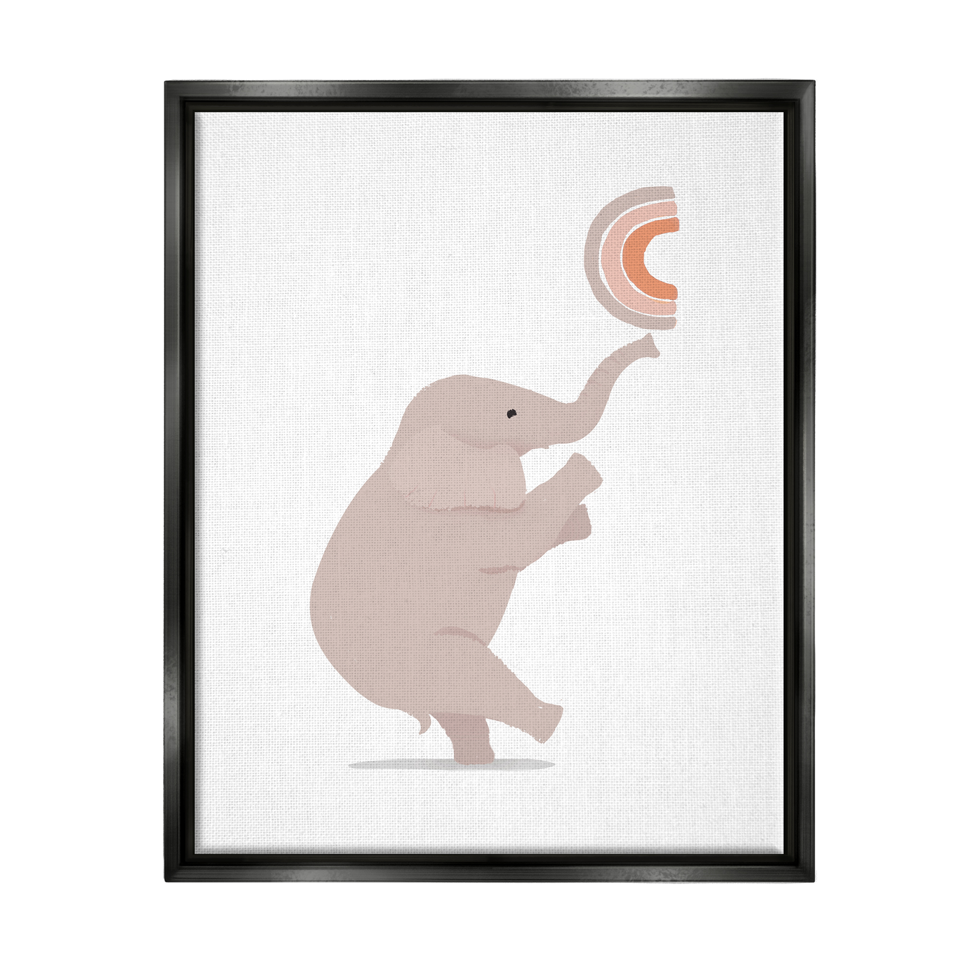 Stupell Industries Elephant Balancing Rainbow Animals & Insects Painting Black Floater Framed Art Print Wall Art, 25 x 31