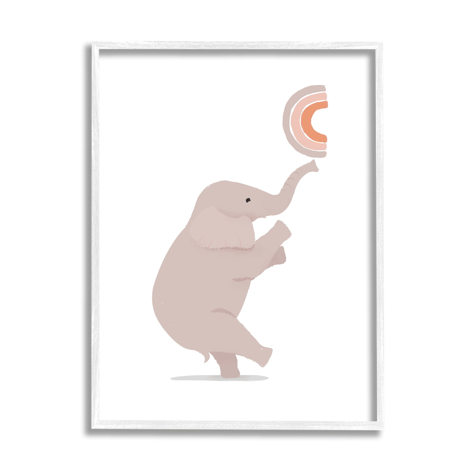 Stupell Industries Elephant Balancing Rainbow Animals & Insects Painting White Framed Art Print Wall Art, 16 x 20